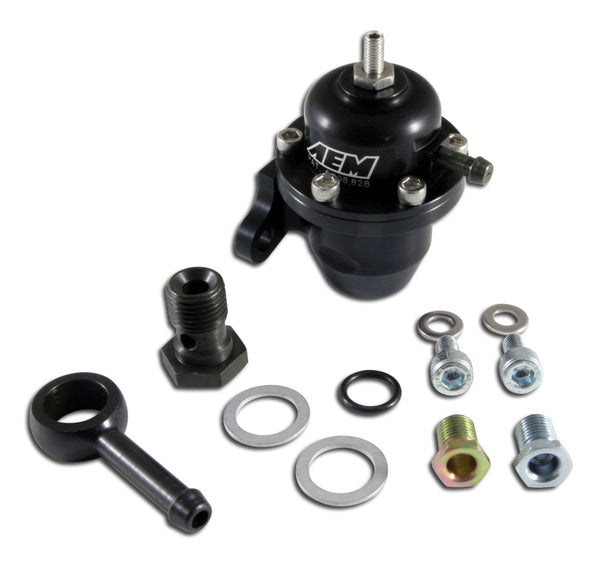 AEM 96-97 Acura CL / 94-97 Accord / 96-00 Civic Ex Black Adjustable Fuel Pressure Regulator - 25-304BK for 1996-2000 Honda Ci