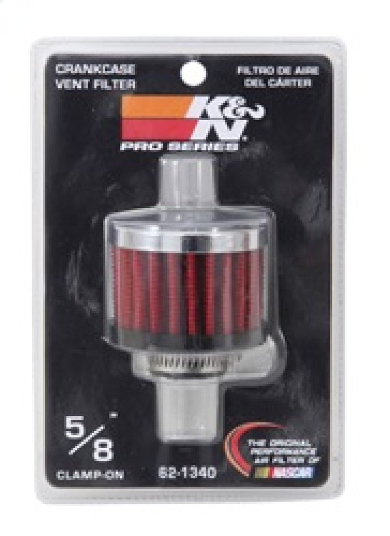 K&N 0.625 inch ID 2 inch OD 1.5 inch H Clamp On Crankcase Vent Filter - 62-1340