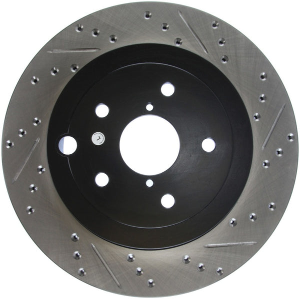 StopTech 08+ Subaru STI (Will Not Fit 05-07) Slotted & Drilled Sport Brake Rotor - 127.47030L for 2008-2014 Subaru Impreza - 