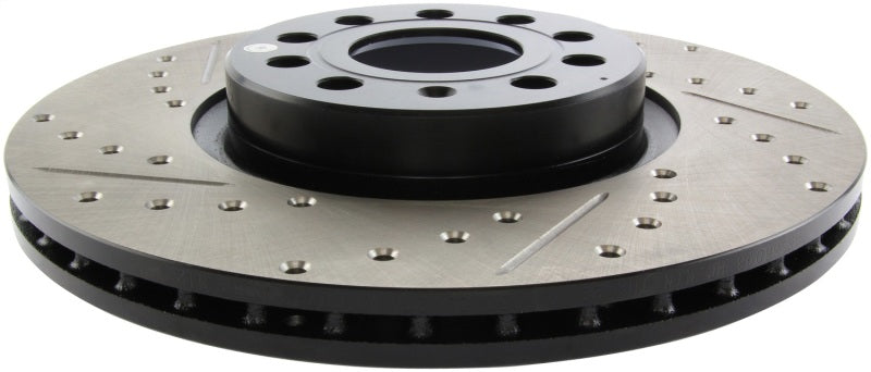 StopTech 2006 - 2018 Audi A3 Slotted & Drilled Sport Brake Rotor - 127.33098R for 2008-2023 Audi TT - close-up