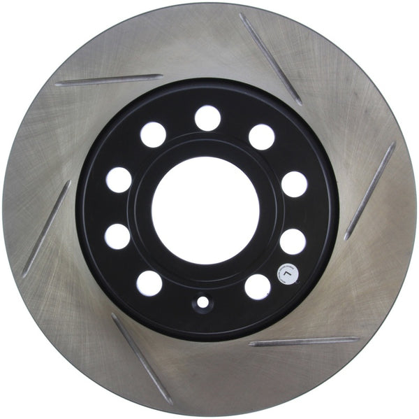 StopTech Power Slot Volkswagen GTI Rear Left Slotted Rotor - 126.33131SL for 2010-2023 Audi A3 - front view