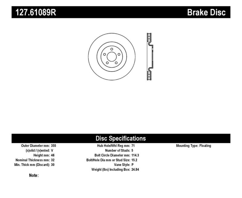 StopTech Slotted &amp; Drilled Sport Brake Rotor - 127.61089R