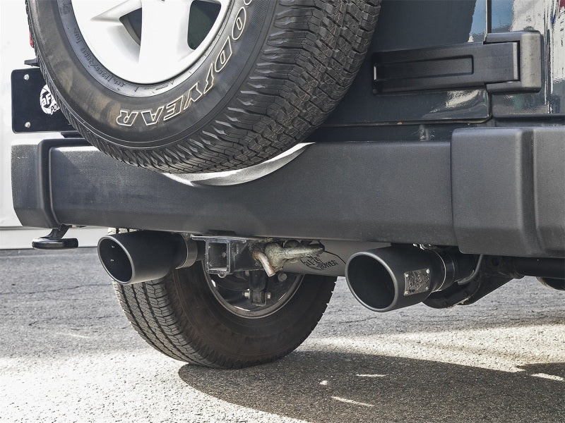 aFe Rebel Series 2.5in 409 SS Cat-Back Exhaust w/ Black Tips 2007+ Jeep Wrangler (JK) V6 3.6L/3.8L - 49-48062-B
