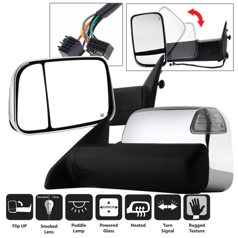 Xtune Dodge Ram 1500 09-12 L&amp;R Manual Extendable Power Heated Adjust Mirror MIR-DRAM10-PW-SET - 9935787