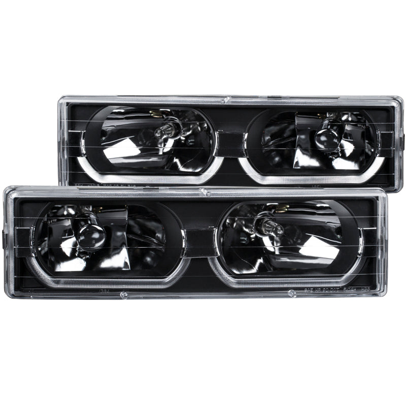 ANZO 1988-1998 Chevrolet C1500 Crystal Headlights Black w/ Low - Brow - 111299