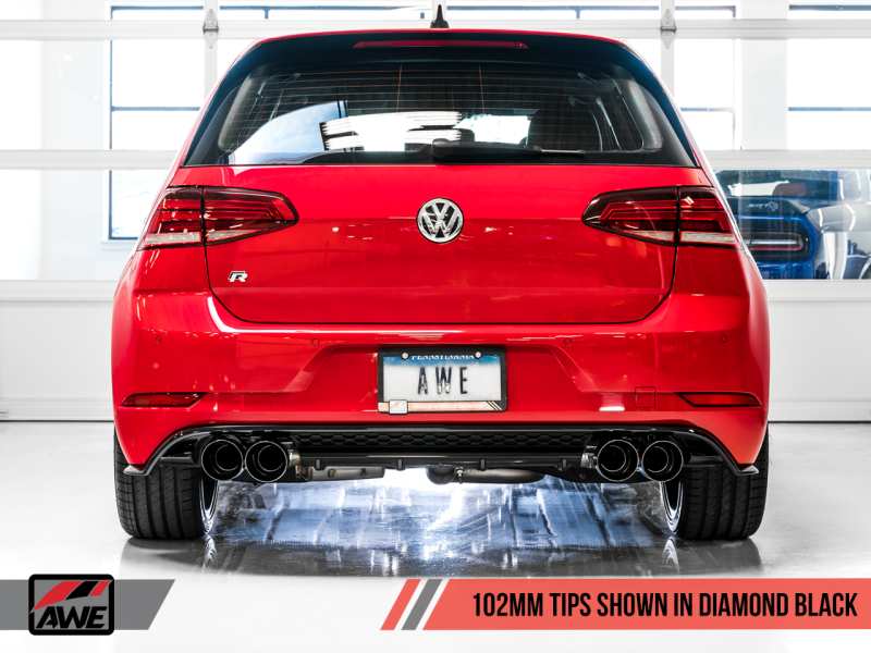 AWE Tuning MK7.5 Golf R SwitchPath Exhaust w/Diamond Black Tips 102mm - 3025-43070
