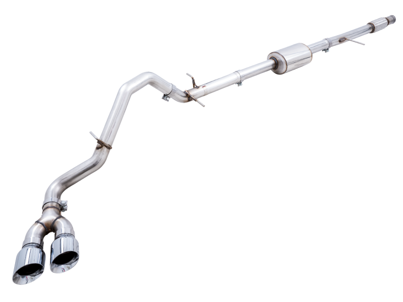 AWE Tuning 4th Gen GM 1500 5.3L 0FG Catback Dual Side Exit (Flat Bumper) - Chrome Tips - 3015-22207