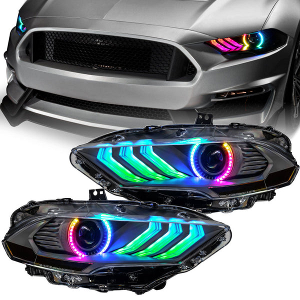 Oracle Lighting 18-23 Ford Mustang Dynamic ColorSHIFT LED Headlights - Black Series - 8204-332 for 2018-2023 Ford Mustang - f