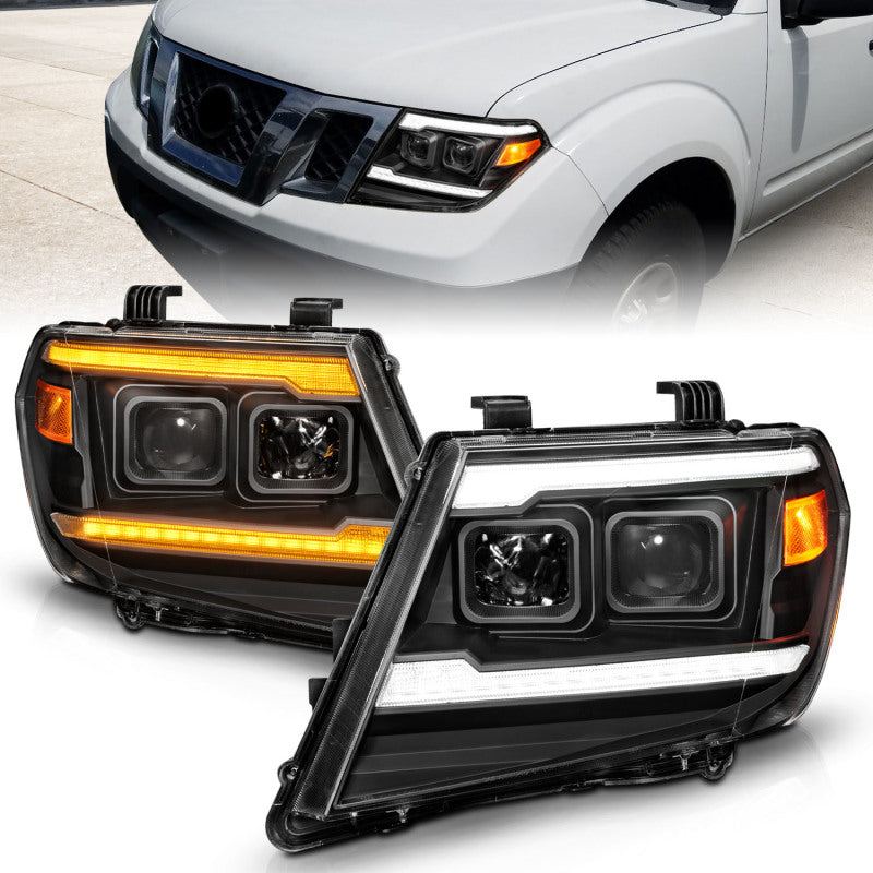 ANZO 09-20 Nissan Frontier Black Projector Plank Style DRL w/ Switchback &amp; Sequential LED DRL - 111597