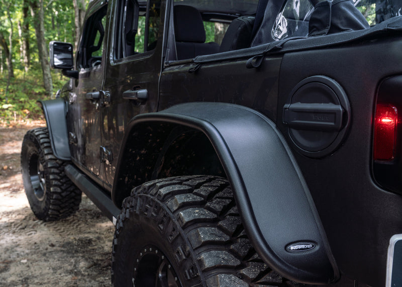 Bushwacker 2018+ Jeep Wrangler (JL) Unlimited Flat Style Flares 4pc - Black - 10923-07