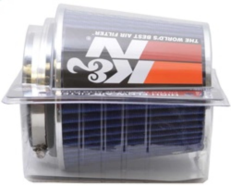 K&N Universal Air Filter Chrome Round Tapered Blue - 4in Flange ID x 1.125in Flange Length x 5.5in H - RG-1001BL