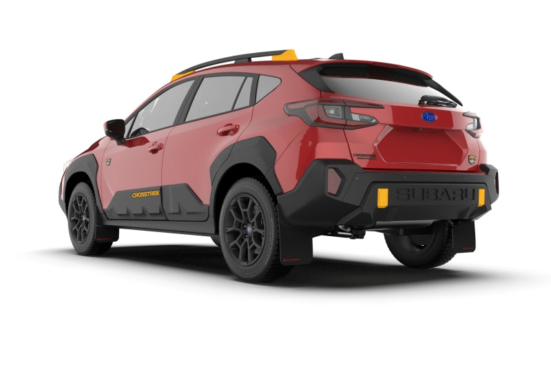 Rally Armor 2024 Subaru Crosstrek (Wilderness Only) Black UR Mudflap W/Wild-Orange Logo No Drill Req - MF116-UR-BLK-WOR