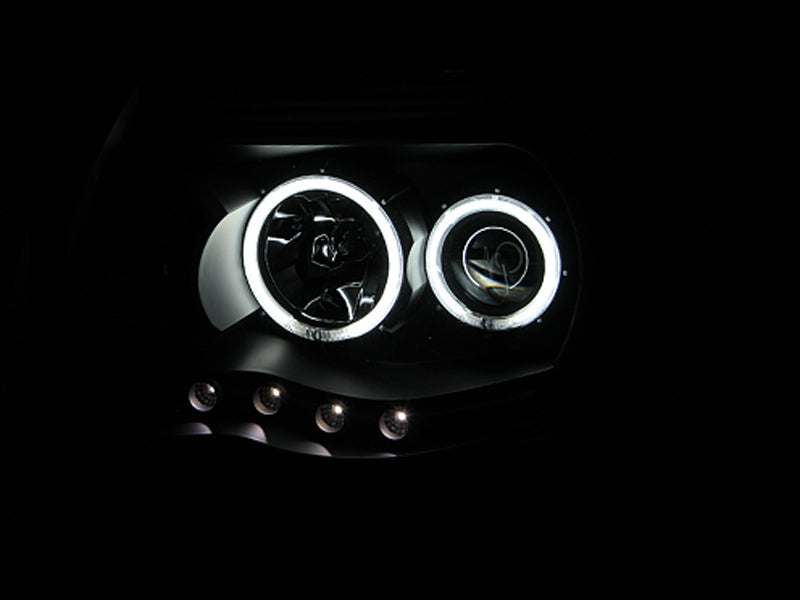 ANZO 2005-2011 Toyota Tacoma Projector Headlights w/ Halo Black - 121282