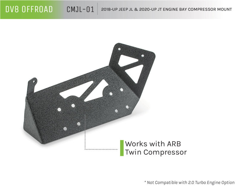 DV8 Offroad 2018+ Jeep JL / JT Engine Bay Compressor Mount - CMJL-01