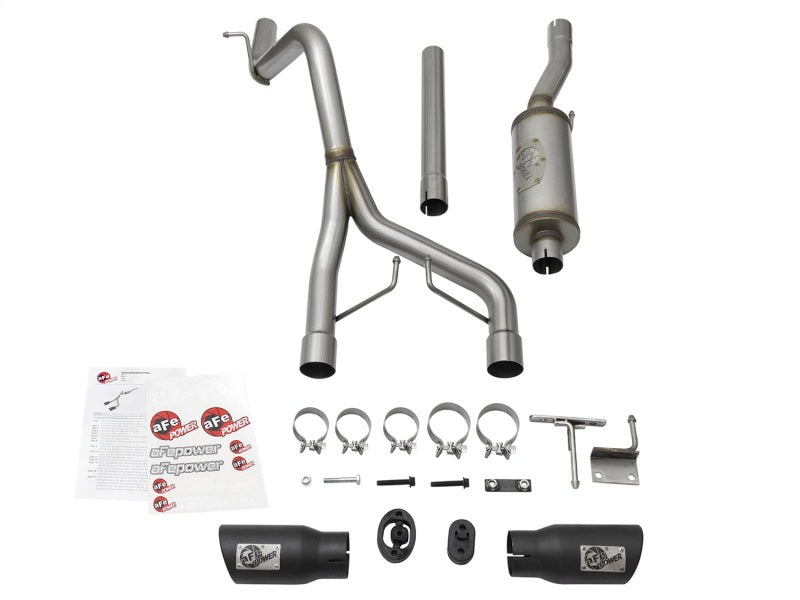 aFe Rebel Series CB 2.5in Dual Center Exit SS Exhaust w/ Black Tips 07-15 Jeep Wrangler 3.6L/3.8L V6 - 49-48056-B