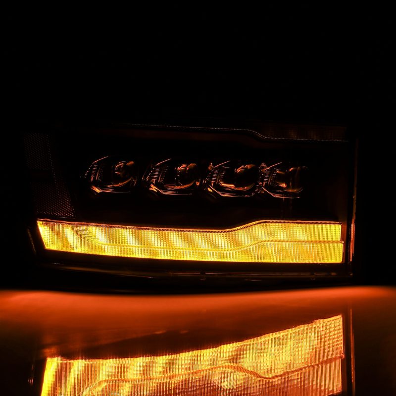 AlphaRex 06-08 Dodge Ram 1500HD NOVA LED ProjHeadlights Plank Style Blk w/Seq Signal/DRL/Amber LED - 880536