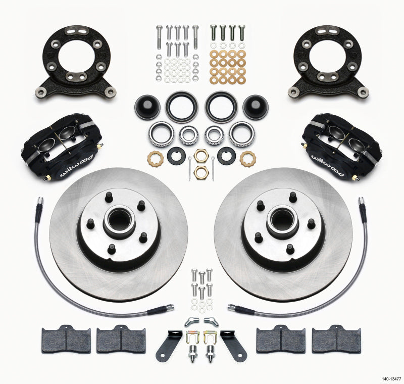Wilwood Forged Dynalite-M Front Kit 11.30in 1 PC Rotor&amp;Hub 1970-1973 Mustang Disc &amp; Drum Spindle - 140-13477