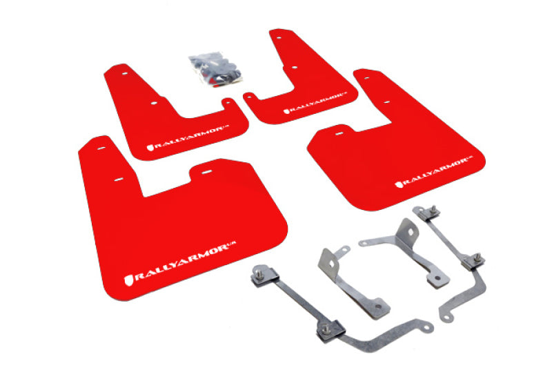 Rally Armor 08-11 Subaru STI (Hatch Only) / 11-14 WRX (Hatch Only) Red UR Mud Flap w/ White Logo - MF15-UR-RD/WH