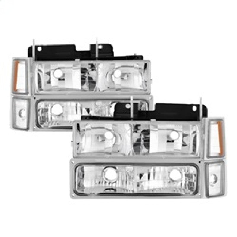 Xtune Chevy Suburban 94-98 Headlights w/ Corner &amp; Parking Lights 8pcs Chrome HD-JH-CCK88-AM-C-SET - 5069535