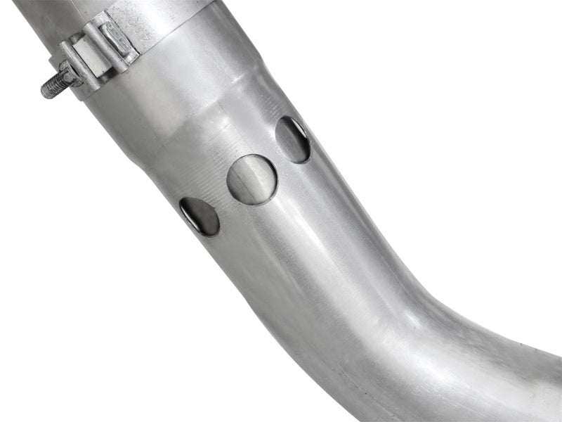 aFe Atlas Exhaust 4in DPF-Back Exhaust Aluminized Steel Polished Tip 11-14 ford Diesel Truck V8-6.7L - 49-03065-P