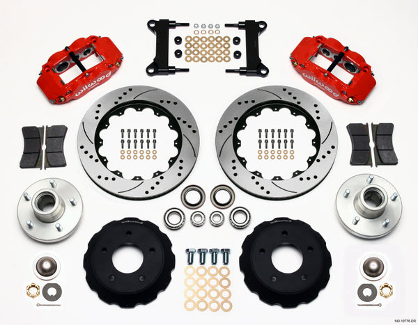Wilwood Narrow Superlite 6R Front Hub Kit 14.00in Drill Red Chevy C-10 60-87 CPP Drop Spindle - 140-10776-DR for 1975-1986 Ch