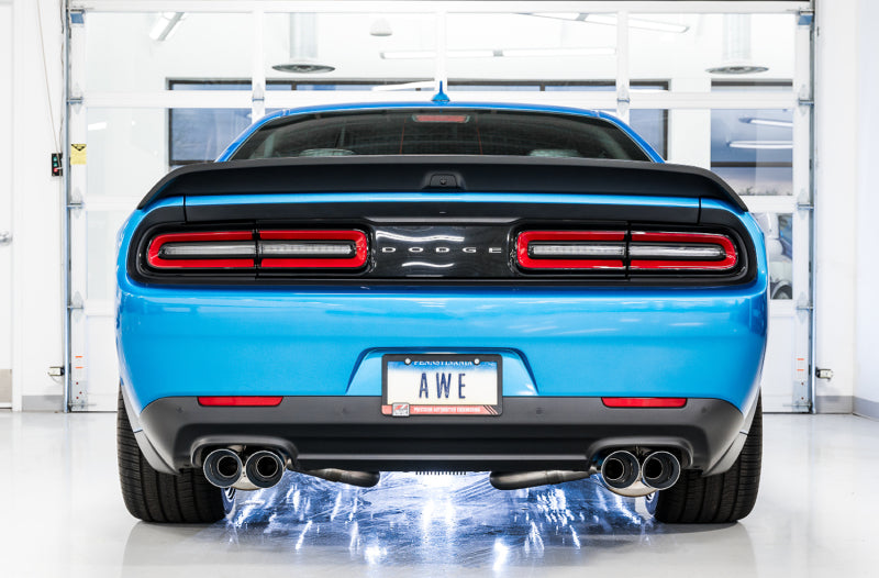 AWE Tuning 2015+ Dodge Challenger 6.4L/6.2L Non-Resonated Touring Edition Exhaust - Quad Silver Tips - 3020-42074