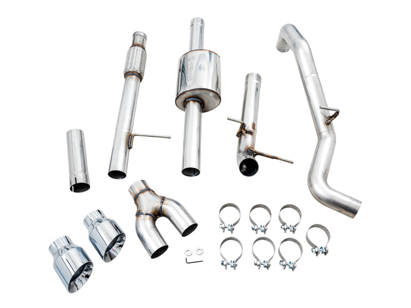AWE Tuning 4th Gen GM 1500 5.3L 0FG Catback Dual Side Exit (Flat Bumper) - Chrome Tips - 3015-22207