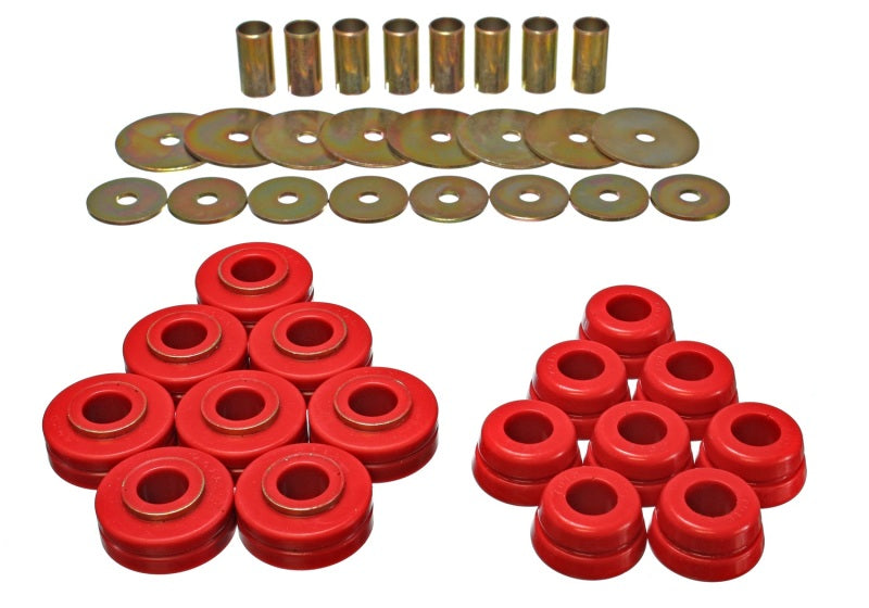 Energy Suspension Nissan/Datsun Red Body Mount Set - 6.4101R for 1972-1980 International Scout II - front view