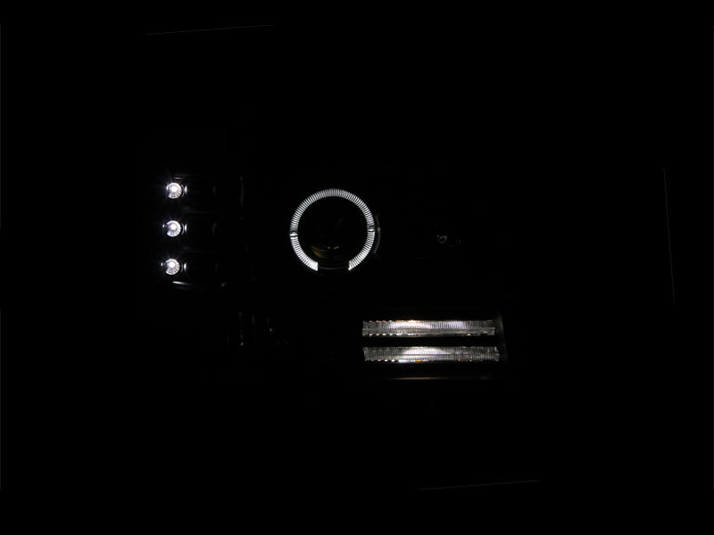 ANZO 1992-1996 Ford F-150 Projector Headlights w/ Halo Black w/ Side Markers and Parking Lights - 111184