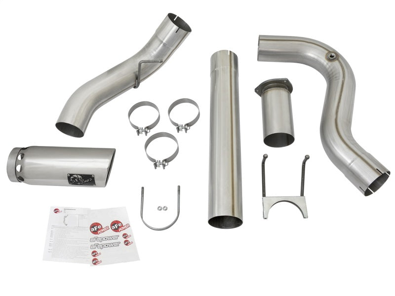 aFe ATLAS 5in DPF-Back Alum Steel Exhaust System w/Polished Tip 2017 Ford Diesel Trucks V8-6.7L (td) - 49-03090-P