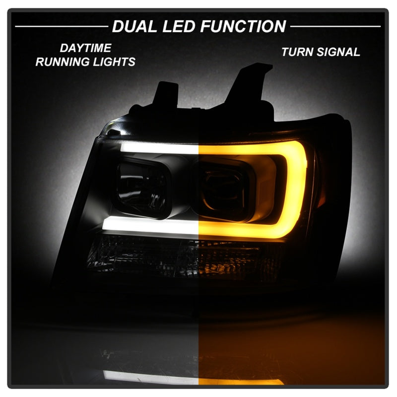 Spyder 07-14 Chevy Suburban/Tahoe V2 Projector Headlights LED Turn Sig Black PRO-YD-CSUB07V3-SB-BK - 5086242