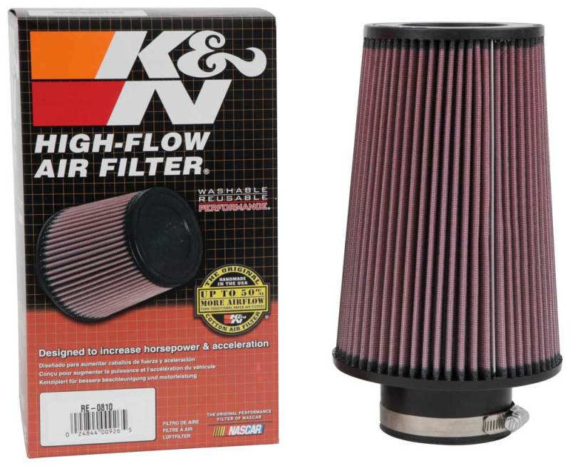 K&N Universal Rubber Filter 3inch FLG / 6inch OD-B / 4-5/8inch OD-T / 9inch L - RE-0810