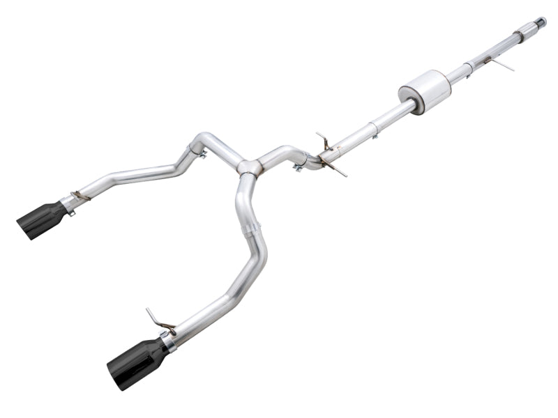 AWE Tuning 4th Gen GM 1500 5.3L 0FG Catback Dual Side Exit (Flat Bumper) - Diamond Tips - 3015-23208