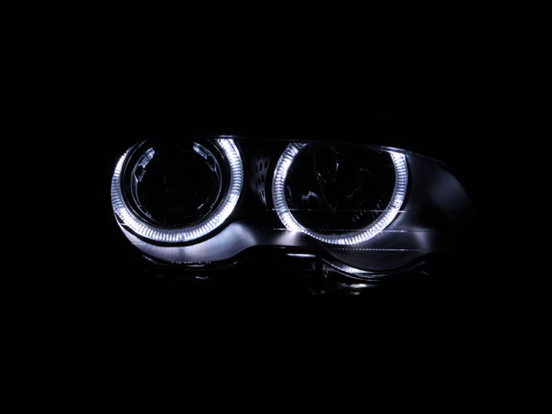 ANZO 2000-2003 BMW 3 Series E46 Projector Headlights w/ Halo Black - 121269