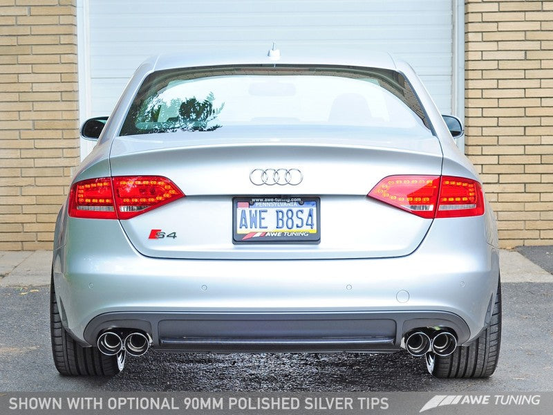 AWE Tuning Audi B8 / B8.5 S4 3.0T Track Edition Exhaust - Chrome Silver Tips (90mm) - 3020-42020