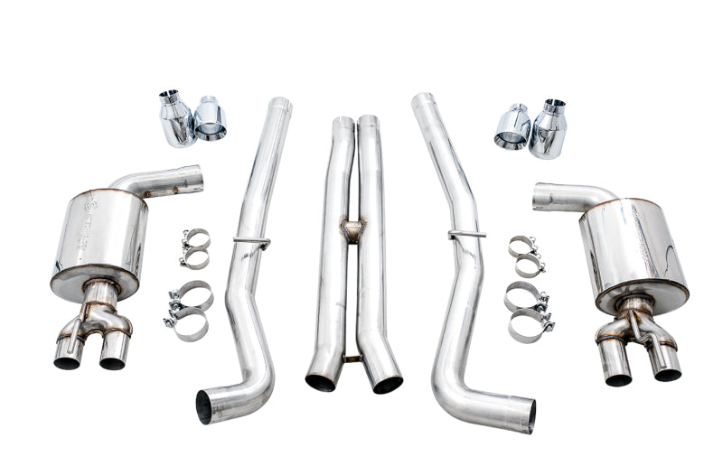 AWE Tuning 2015+ Dodge Challenger 6.4L/6.2L Non-Resonated Touring Edition Exhaust - Quad Silver Tips - 3020-42074