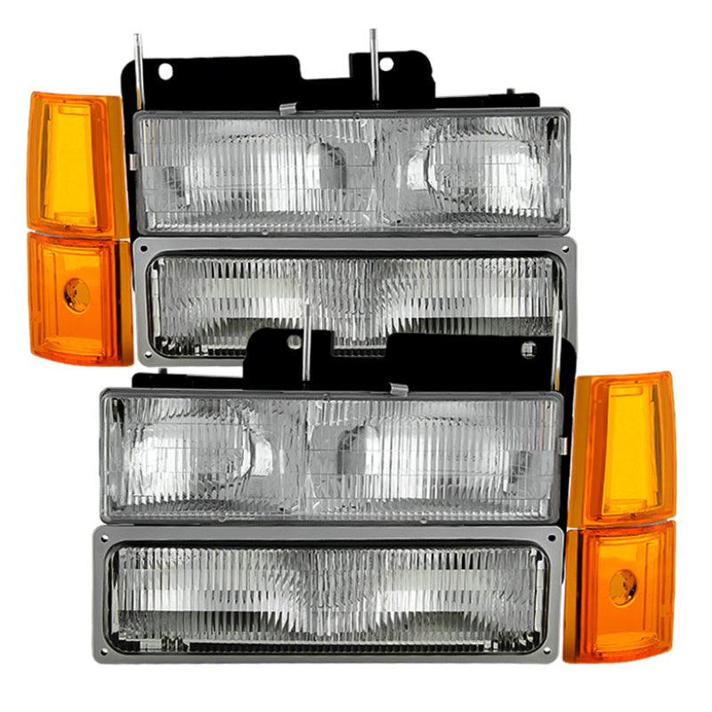 Xtune GMC Yukon 94-99 Headlights w/ Corner &amp; Parking Lights 8pcs Sets - OEM HD-JH-GCK94-OE-C-SET - 9034411