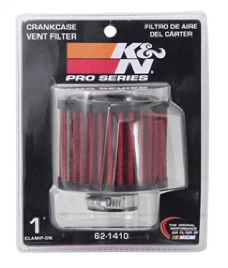 K&N 1 inch ID 3 inch OD 2.375 inch H Rubber Base Crankcase Vent Filter - 62-1410