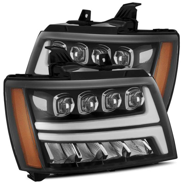 AlphaRex 07-13 Chevy Avalanche NOVA LED Proj Headlights Plank Style Gloss Black w/Activ Light/DRL - 880287 for 2007-2014 Chev