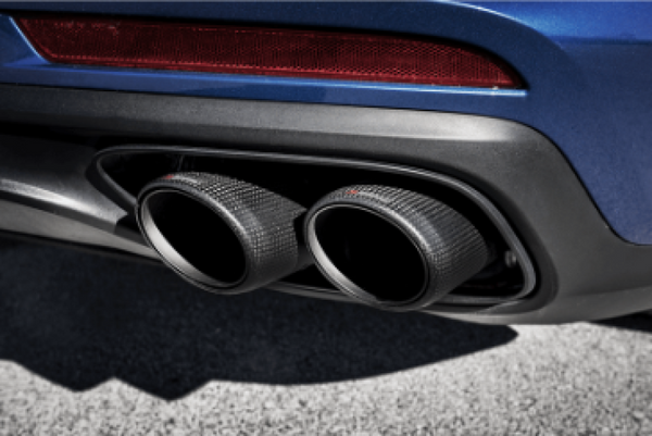 Akrapovic 17-18 Porsche Panamera Turbo Tail Pipe Set (Carbon) - TP-CT/48 for 2017-2020 Porsche Panamera - front view