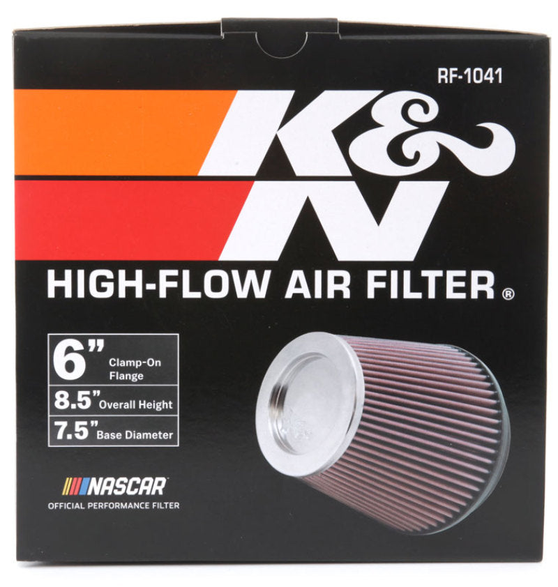 K&amp;N Round Tapered Universal Air Filter 6 inch Flange 7 1/2 inch Base 5 inch Top 7 1/2 inch Height - RF-1041