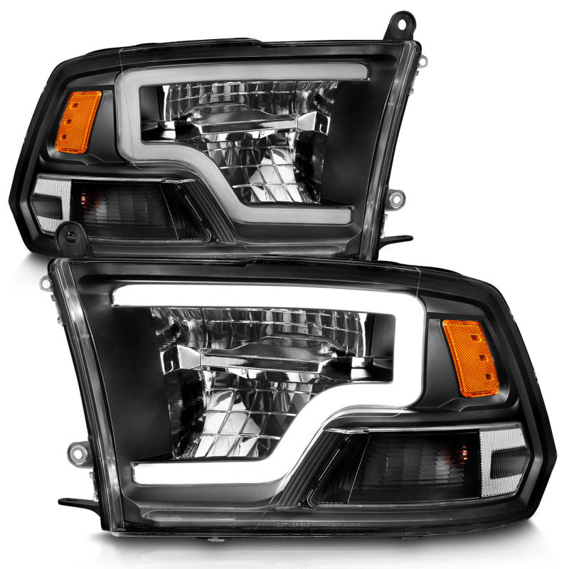 ANZO 2009-2020 Dodge Ram 1500 Full LED Square Projector Headlights w/ Chrome Housing Black Amber - 111539