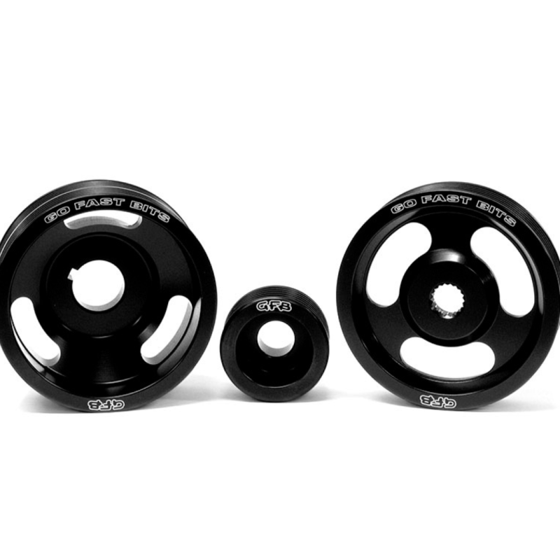 GFB 04-10 WRX/STI 3 Piece Under-Drive Pulley Kit w/ Belts (Crank Alternator & Power Steering) - 2010 for 2015-2021 Subaru WRX