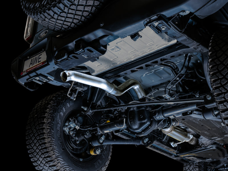 AWE Tuning 2021+ Ford Bronco 0FG Exhaust (No Tips) w/ Bash Guard - 3015-21000