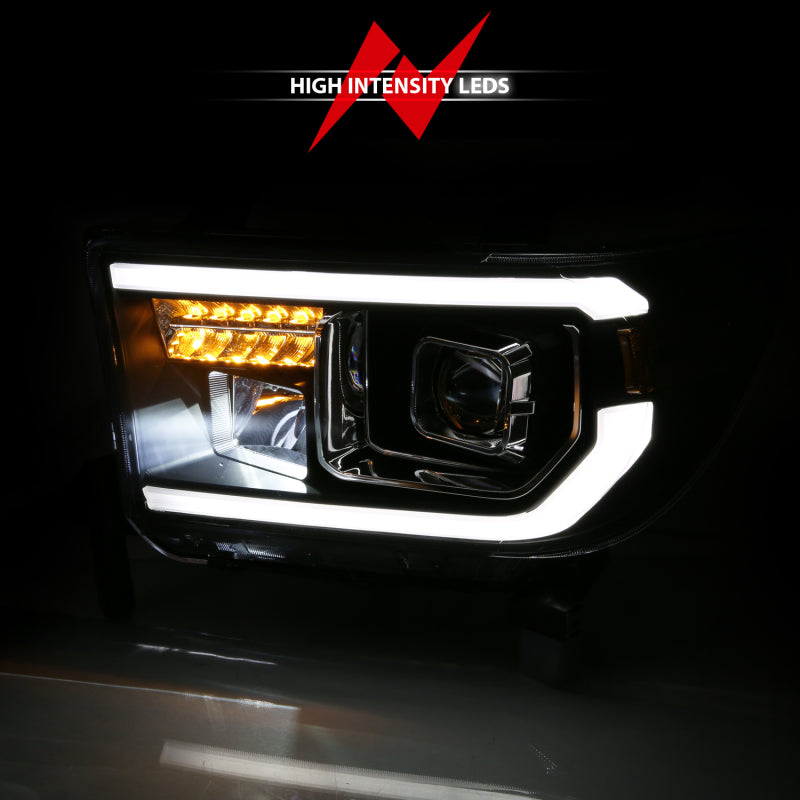 ANZO 2007-2014 Toyota Tundra Projector Light Bar H.L Black Amber(Led High Beam) (Halogen Version) - 111447