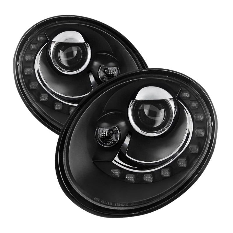 Spyder Volkswagen Beetle 06-10 Projector Headlights DRL LED Black PRO-YD-VB06-DRL-BK - 5080929