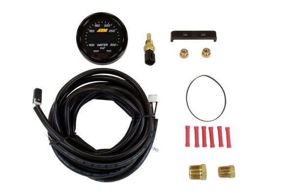 AEM X-Series Temperature 100-300F Gauge Kit (ONLY Black Bezel and Water Temp. Faceplate) - 30-0302 by AEM - front view