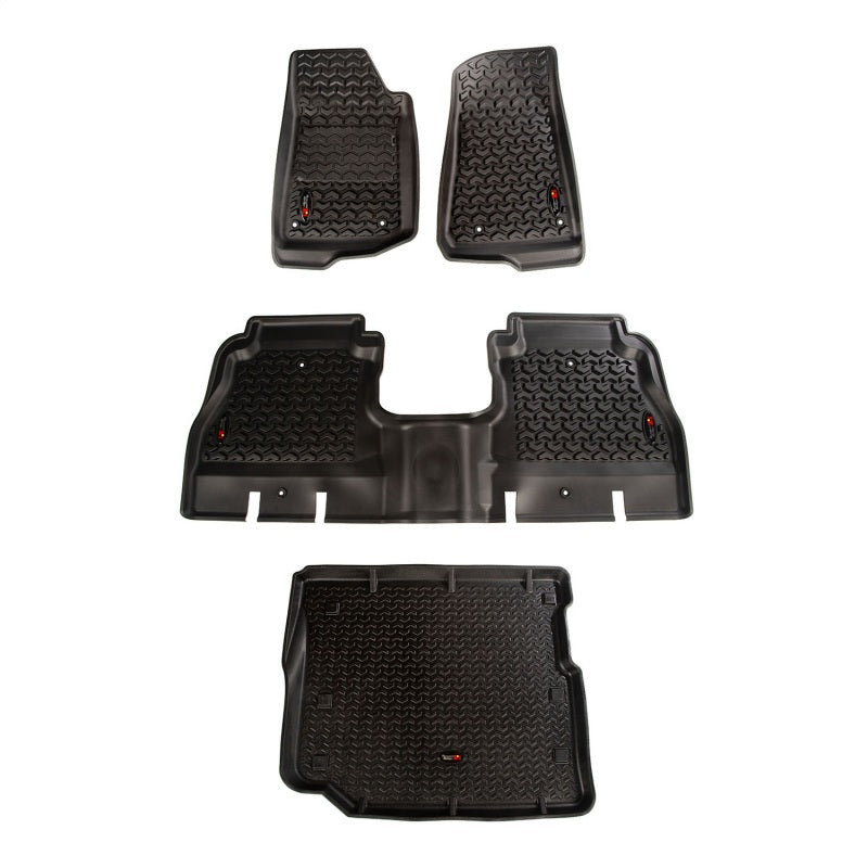Rugged Ridge Floor Liner Front/Rear/Cargo Black 18-21 Jeep Wrangler JL 4 Dr (Excl. 4XE Models) - 12988.05 for 2018-2026 Jeep 