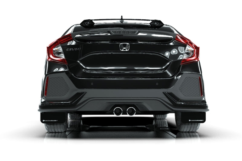 Rally Armor 17-21 Honda Civic Sport &amp; Touring (Hatch) Black UR Mud Flap w/ White Logo - MF51-UR-BLK/WH