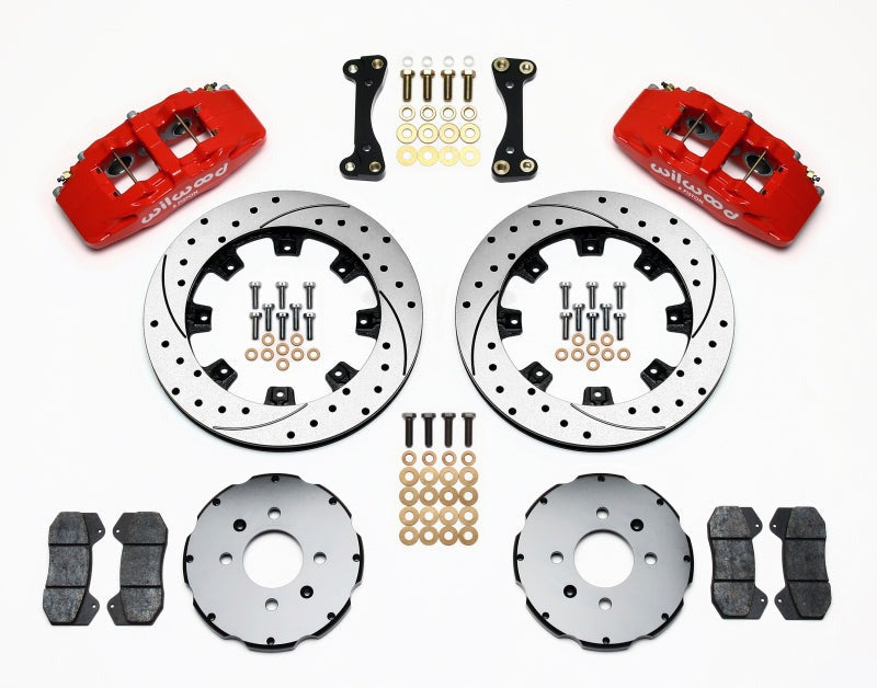 Wilwood Dynapro 6 Front Hat Kit 12.19in Drilled Red 90-99 Civic w/240 mm Disc - 140-10736-DR